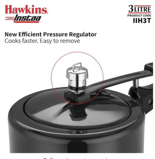 Hawkins 3 Litre Instaa Pressure Cooker, Induction Inner Lid Cooker, Tall Body Hard Anodised Cooker, Best Black Cooker, Black (Iih3T), 3 Liter - Image 5